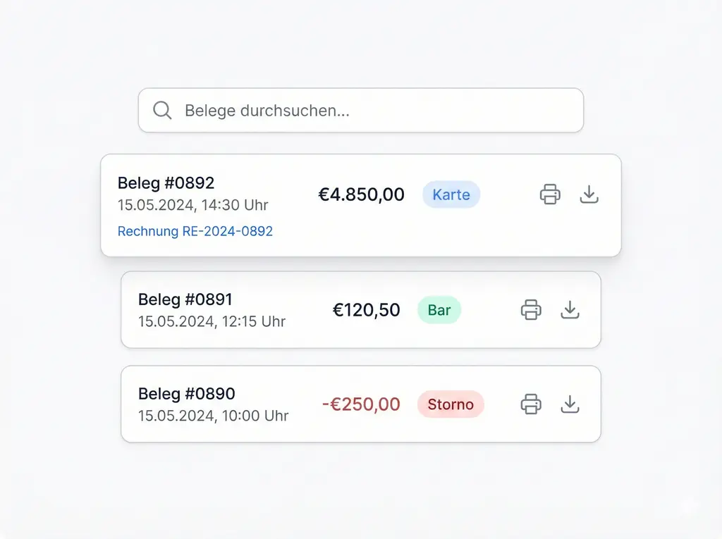 Komplette Beleghistorie unter einem Dach