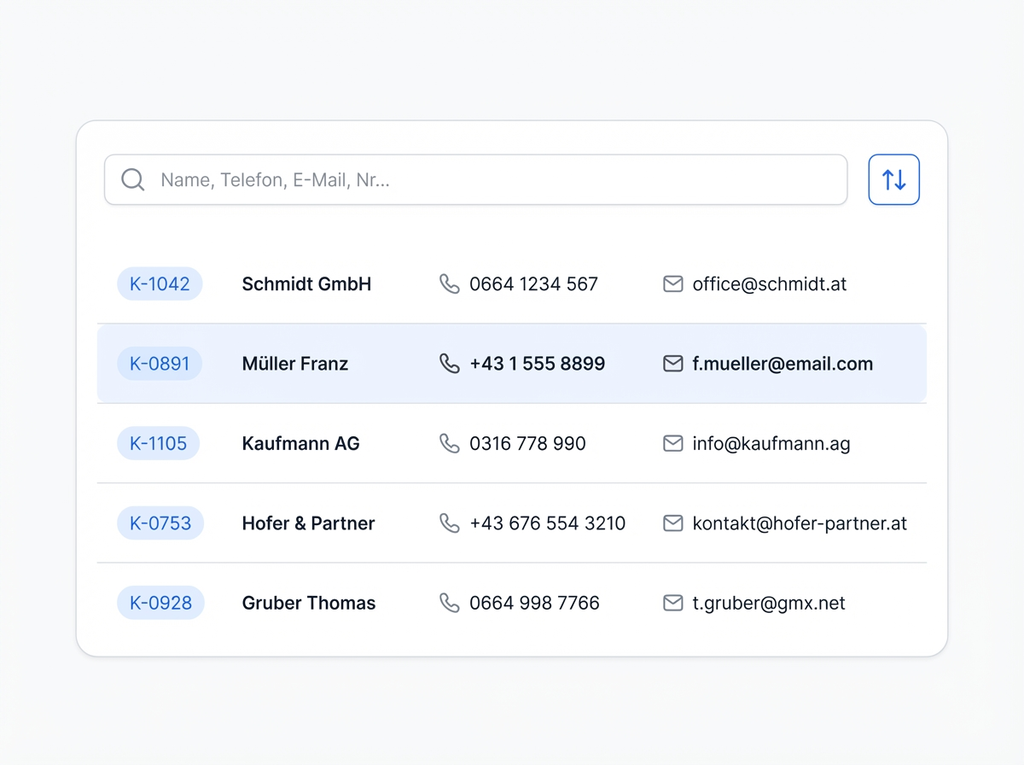 Jeden Kunden in Sekunden finden