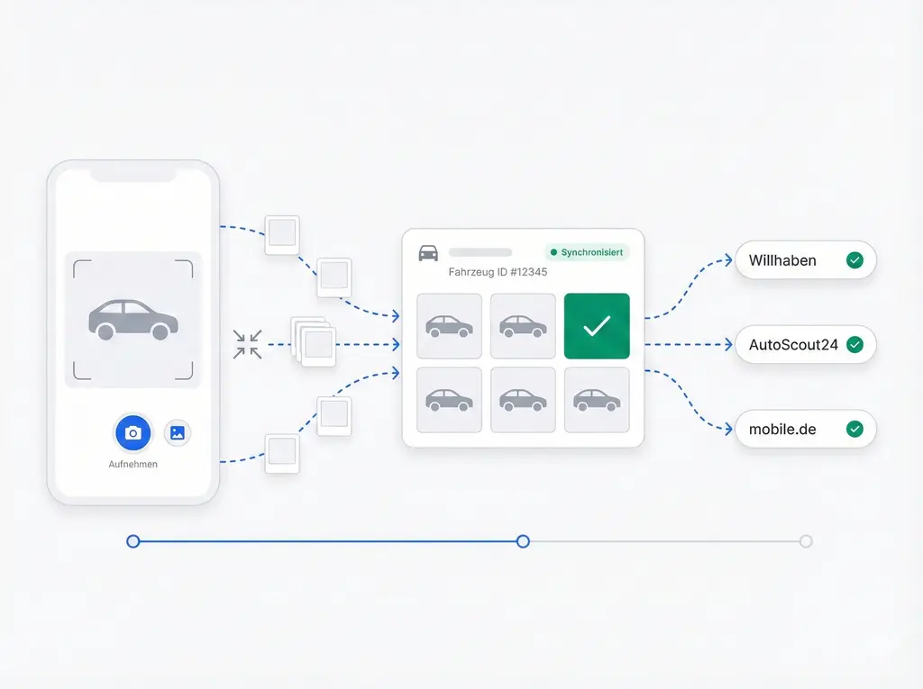 Fahrzeugfotos, die sofort synchronisieren